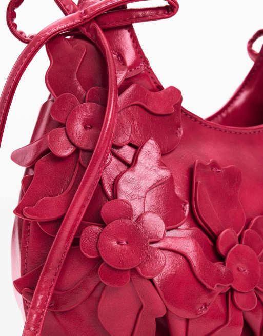 Desigual - Bolso pequeño rojo con aplicaciones florales, 4 de 4
