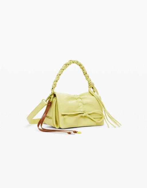 Desigual - Bolso pequeño verde brillante con lazo, 3 de 4