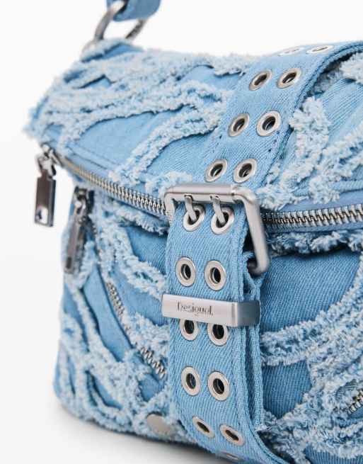 Desigual - Bolso vaquero azul con bordados, 4 de 4