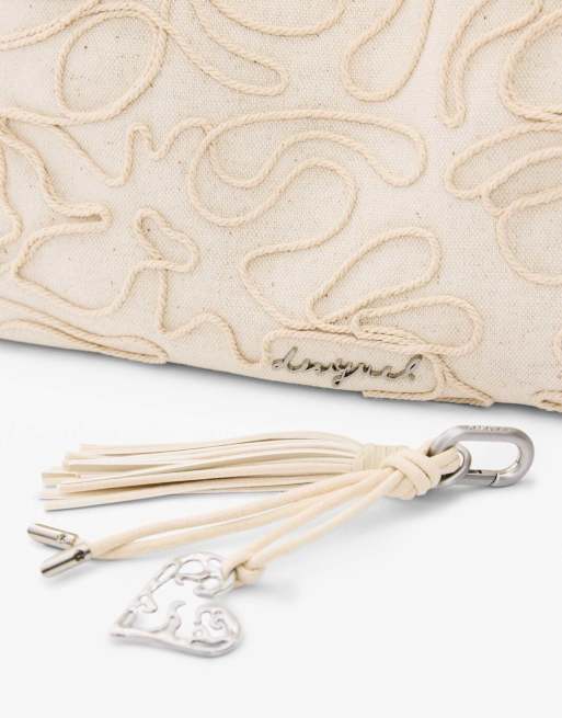 Desigual - Borsa grande in tela bianca a fiori, 4 di 4