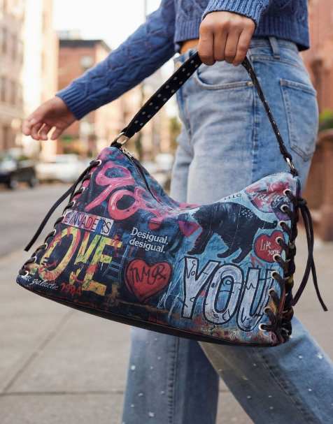 Desigual - Borsa grande nera con graffiti - view 1