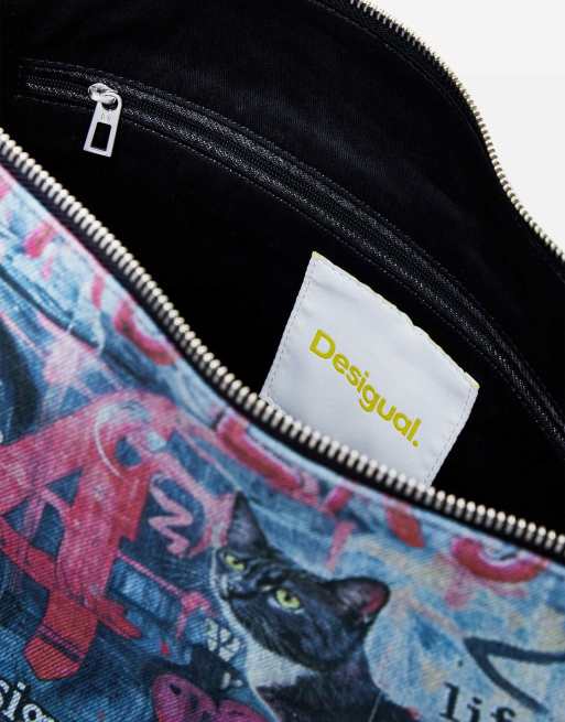 Desigual - Borsa grande nera con graffiti, 3 di 4