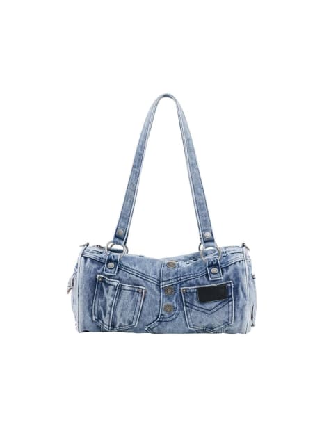 Desigual - Borsa in denim blu con tasche - view 1