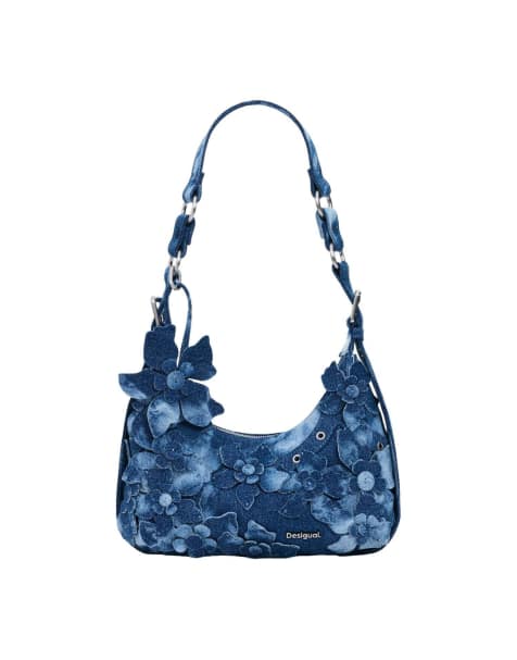 Desigual borsa media in denim blu - view 1