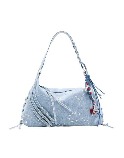 Desigual borsa media in denim blu - view 1