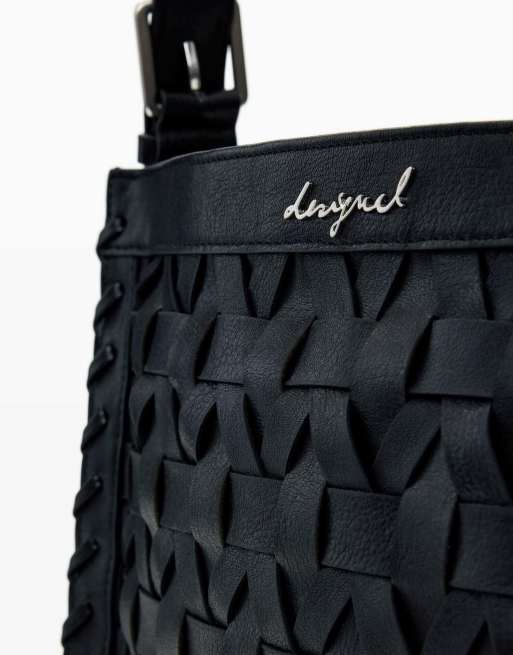 Desigual borsa media intrecciata nera, 3 di 4
