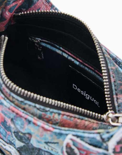 Desigual - Borsa piccola blu stampata con applicazioni, 3 di 4