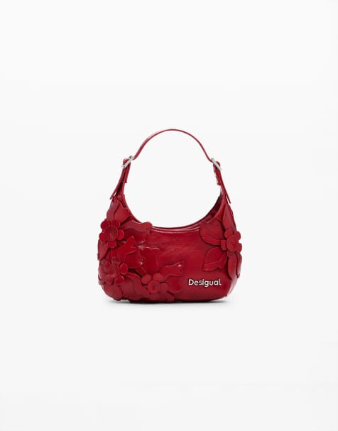 Desigual - Borsa piccola rosso lucido con applicazioni floreali - view 1