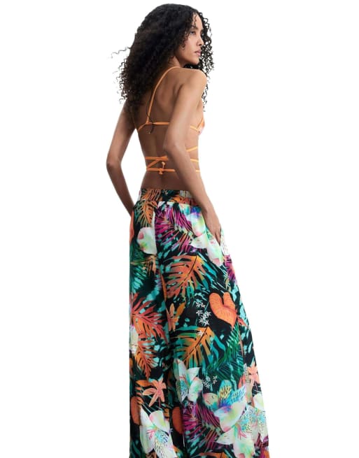 Desigual - Broek met bloemenprint in zwart, 2 van 4