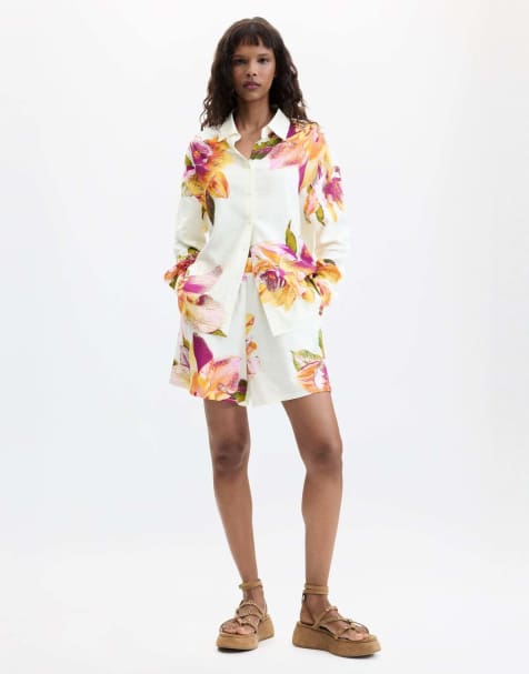 Desigual - Camicia bianca con stampa a fiori - view 1