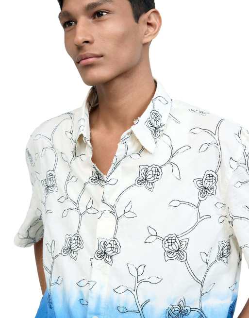 Desigual - Camicia bianca ricamata e sfumata, 3 di 4