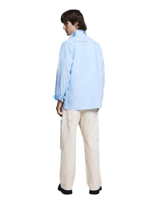 Desigual - Camicia blu con impunture ricamate, 2 di 4