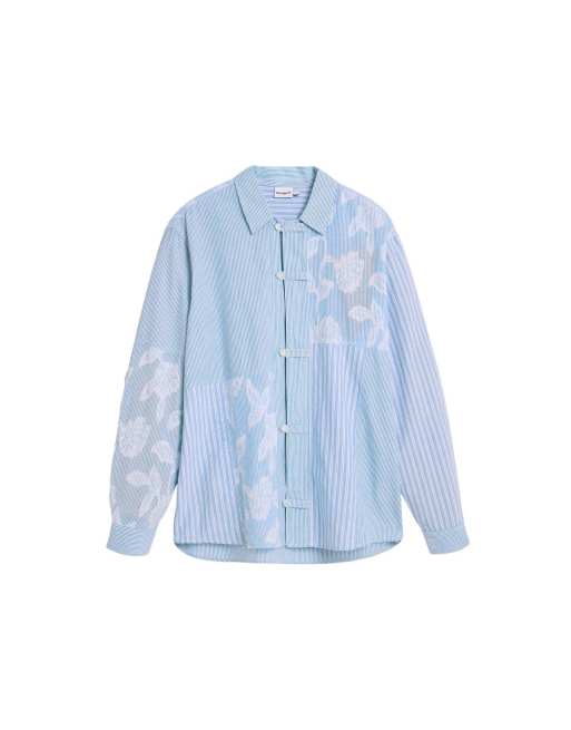 Desigual - Camicia blu con stampa a fiori, 4 di 4