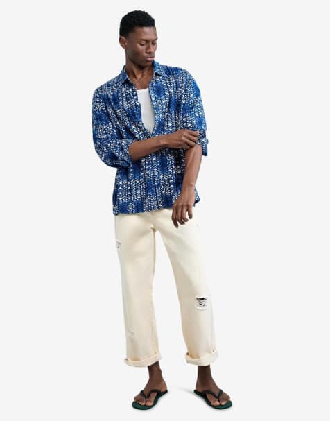 Desigual - Camicia blu con stampa geometrica - view 1