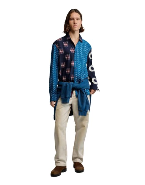 Desigual - Camicia blu con toppe stampate - view 1
