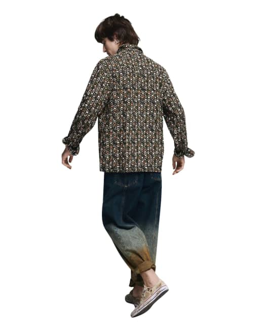 Desigual - Camicia da uomo verde jacquard, 2 di 4