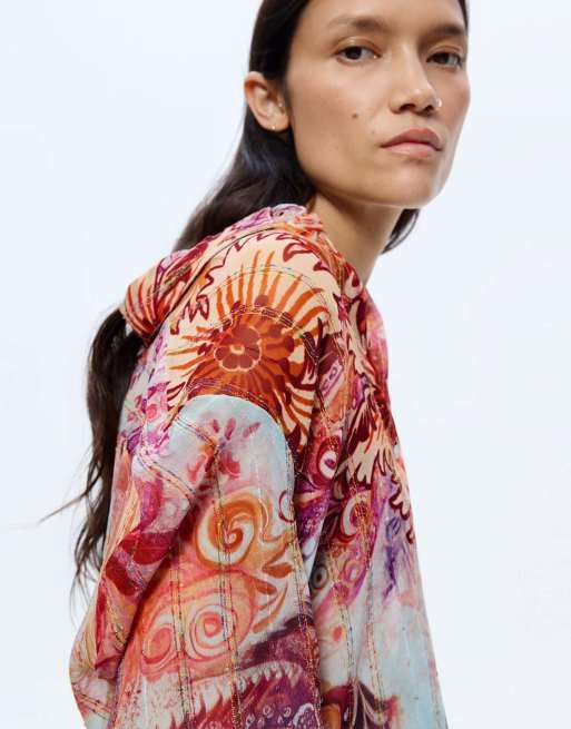 Desigual - Camisa multicolor con estampado de cachemir, 3 de 4