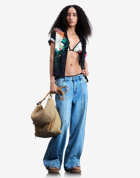 Desigual - Camisa negra con estampado tropical - view 1