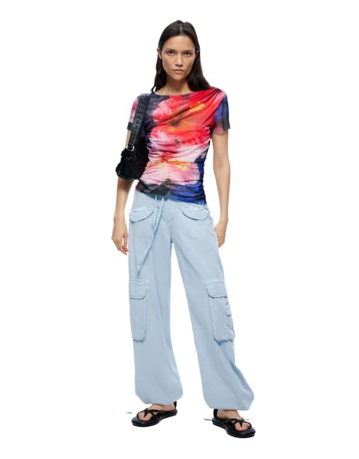 Desigual - camiseta de manga corta estampada multicolor