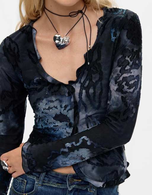 Desigual - camiseta flocada azul, 3 de 4