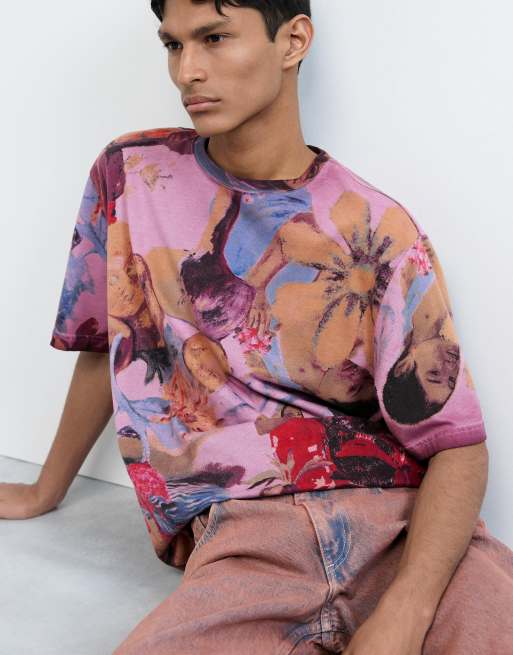 Desigual - Camiseta roja con estampado floral, 3 de 4