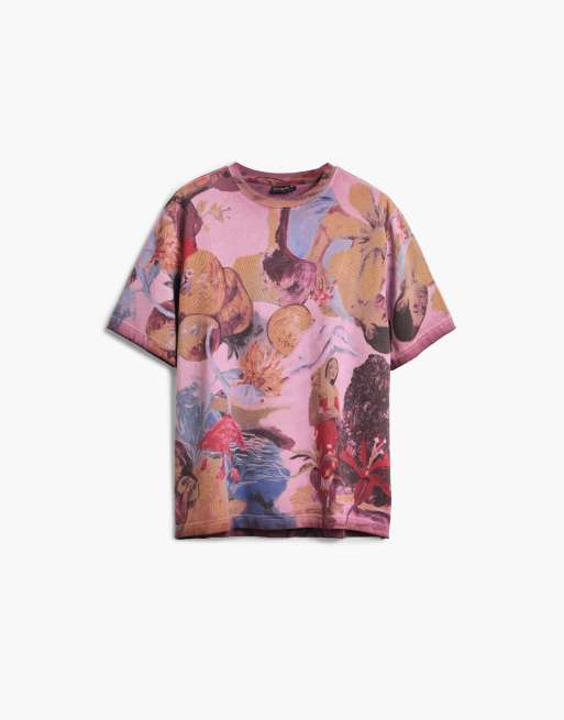 Desigual - Camiseta roja con estampado floral, 4 de 4
