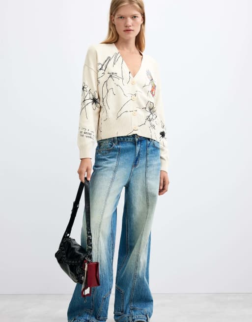 Desigual cardigan a stampa floreale bianco, 2 di 4