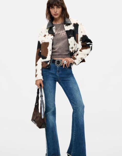 Desigual - Chaqueta de piel sintética con estampado animal en blanco - view 1