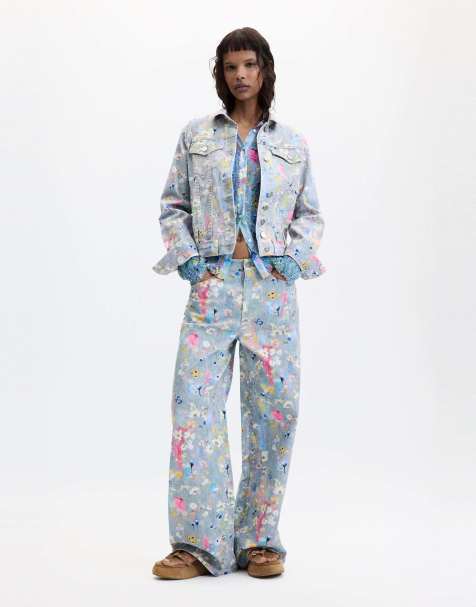 Desigual - Chaqueta vaquera estampada en gris - view 1