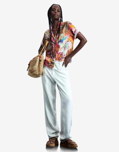 Desigual - Chemise à manches courtes et imprimé tropical - Rose - view 1