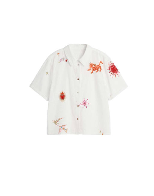 Desigual - Chemise brodée à manches courtes - Blanc, 4 de 4