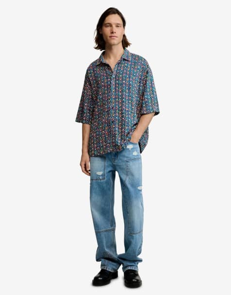 Desigual - Chemise manches courtes avec broderies - Bleu - view 1