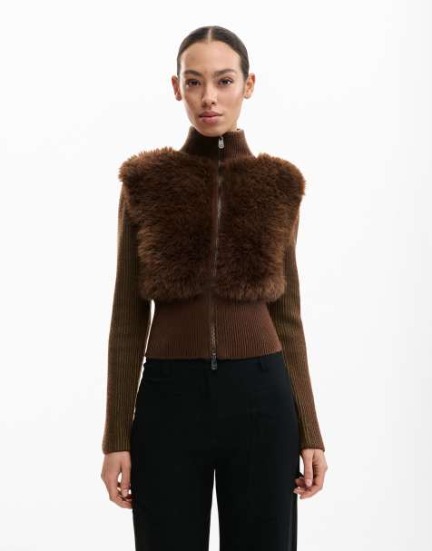 Desigual Chocolate knit jacket in brown - view 1