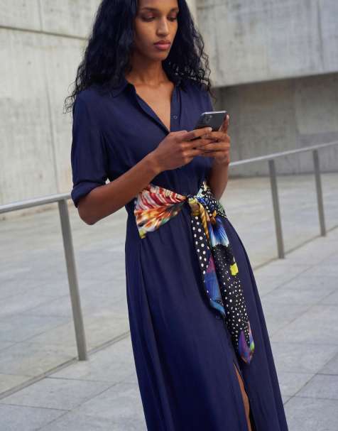 Desigual – Christian Lacroix – Hemdkleid in Midilänge in Blau - view 1
