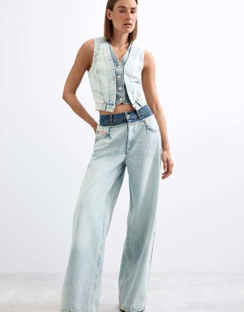 Desigual Combined denim vest in blue