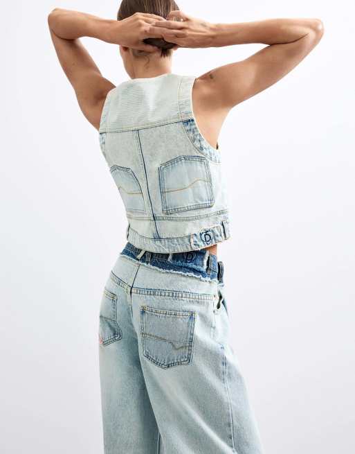 Desigual Combined denim vest in blue, 2 of 4