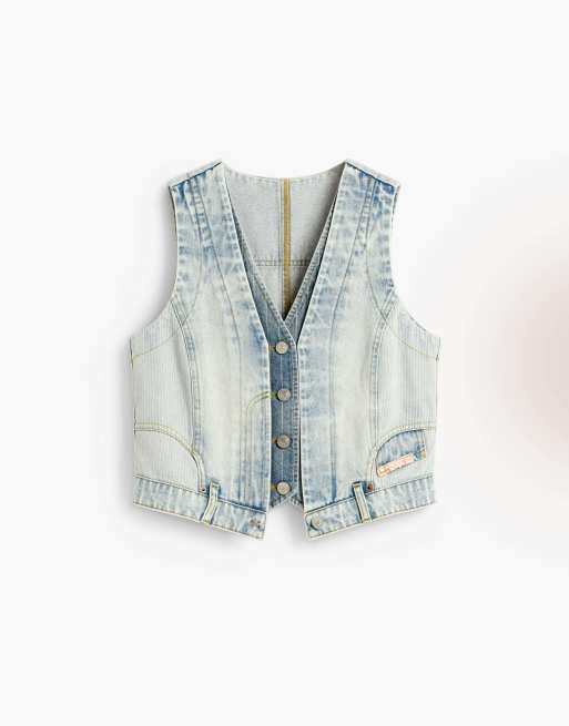 Desigual Combined denim vest in blue, 4 of 4