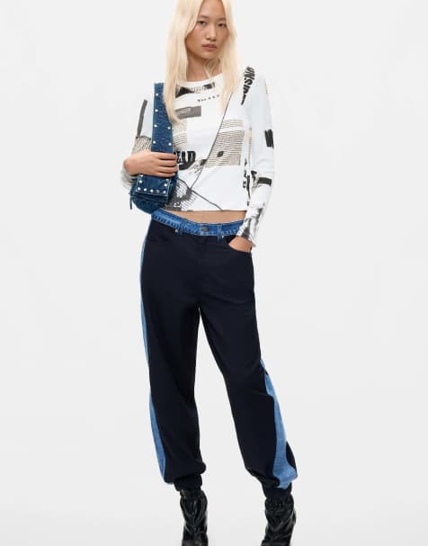 Desigual contrast joggerbroek in blauw - view 1