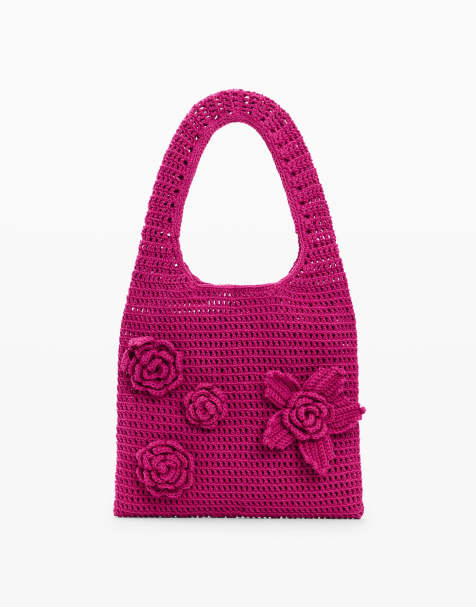 Desigual Crochet bag with flowers in pink - view 1