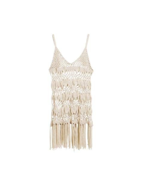 Desigual Crochet sarong with appliques in cream - view 1