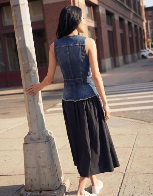Desigual Denim combined dress in black, 2 of 4