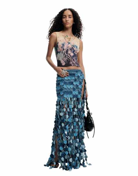 Desigual - Denim pareo met patches in blauw - view 1