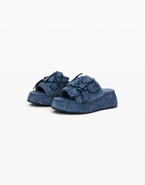 Desigual – Denim-Sandalen in Blau mit Plateausohle - view 1