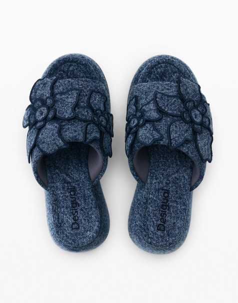 Desigual - Denim sandalen met plateauzool in blauw - view 1