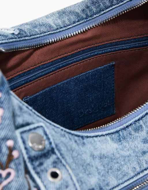 Desigual - Denim tas met gespen in blauw, 3 van 4