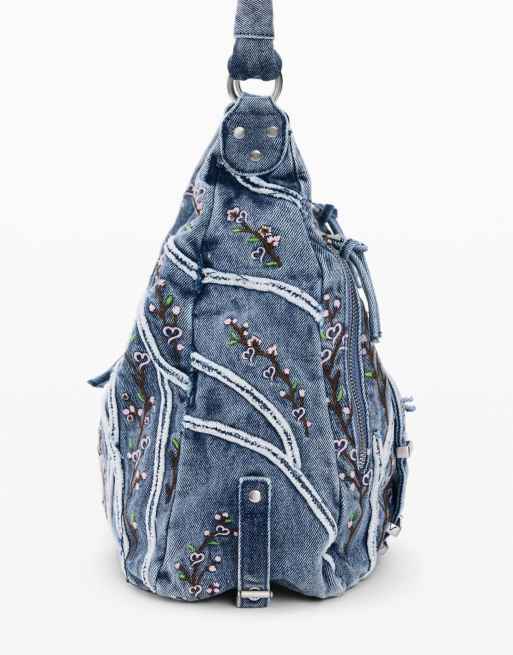 Desigual - Denim tas met gespen in blauw, 4 van 4
