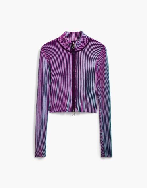 Desigual Double-zip knit jacket in purple - PURPLE, 4 of 4