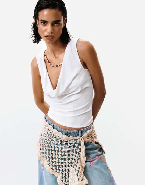 Desigual Draped sleeveless t-shirt in white - view 1