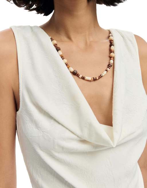 Desigual Draped sleeveless t-shirt in white, 3 of 4