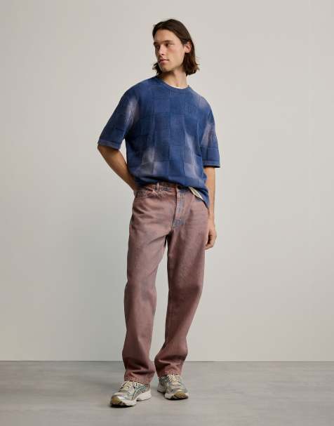 Desigual - Effen denim broek in bruin - view 1